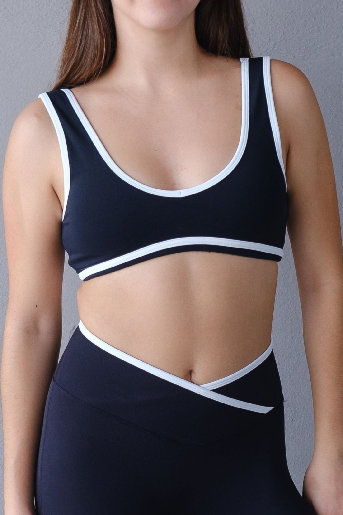 V Neck Two Tone Sport Bra
