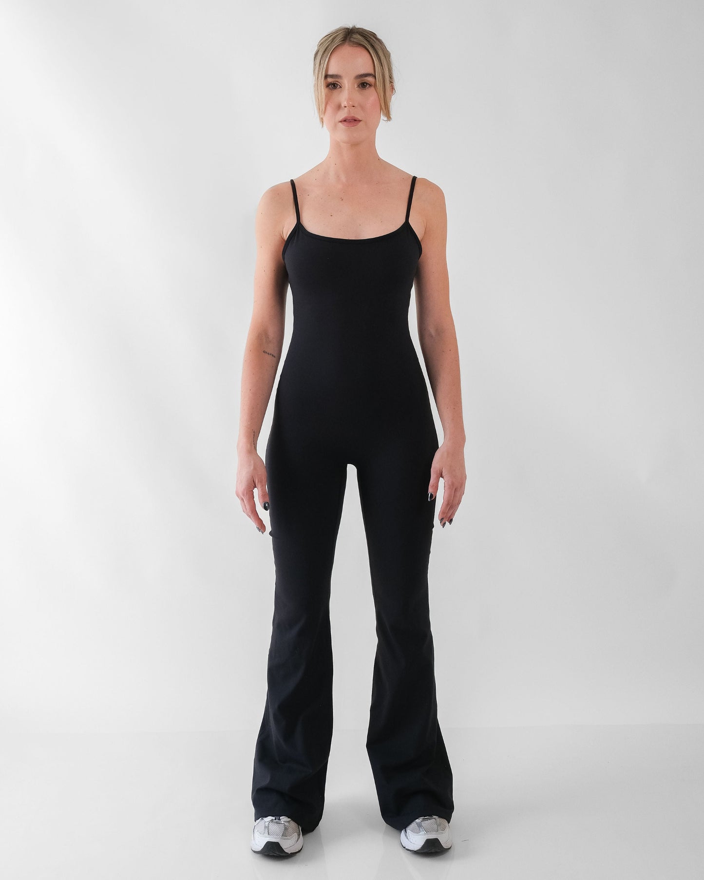 Basic Flared Pant Onesie - Black