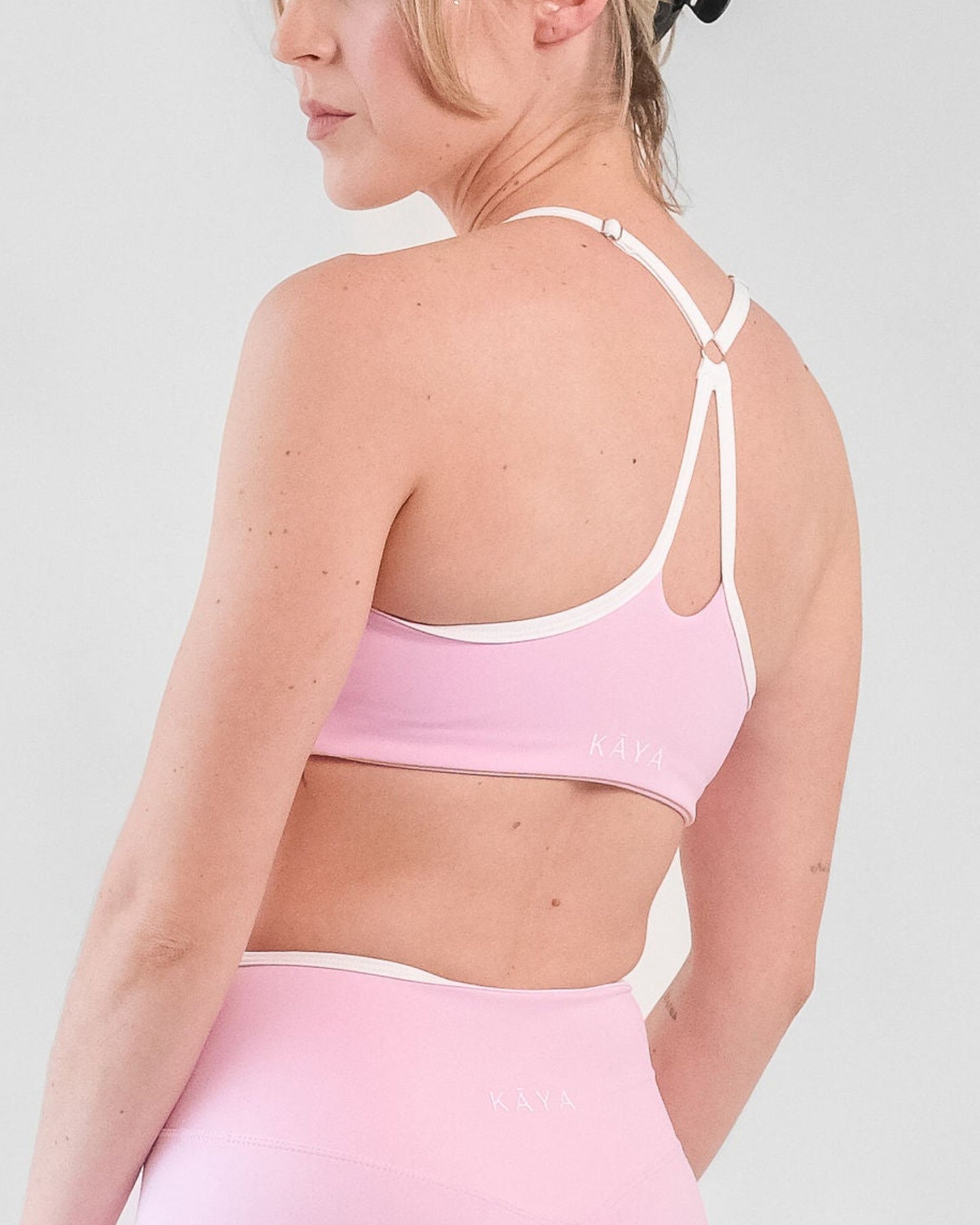White Edge V Neck Sport Bra