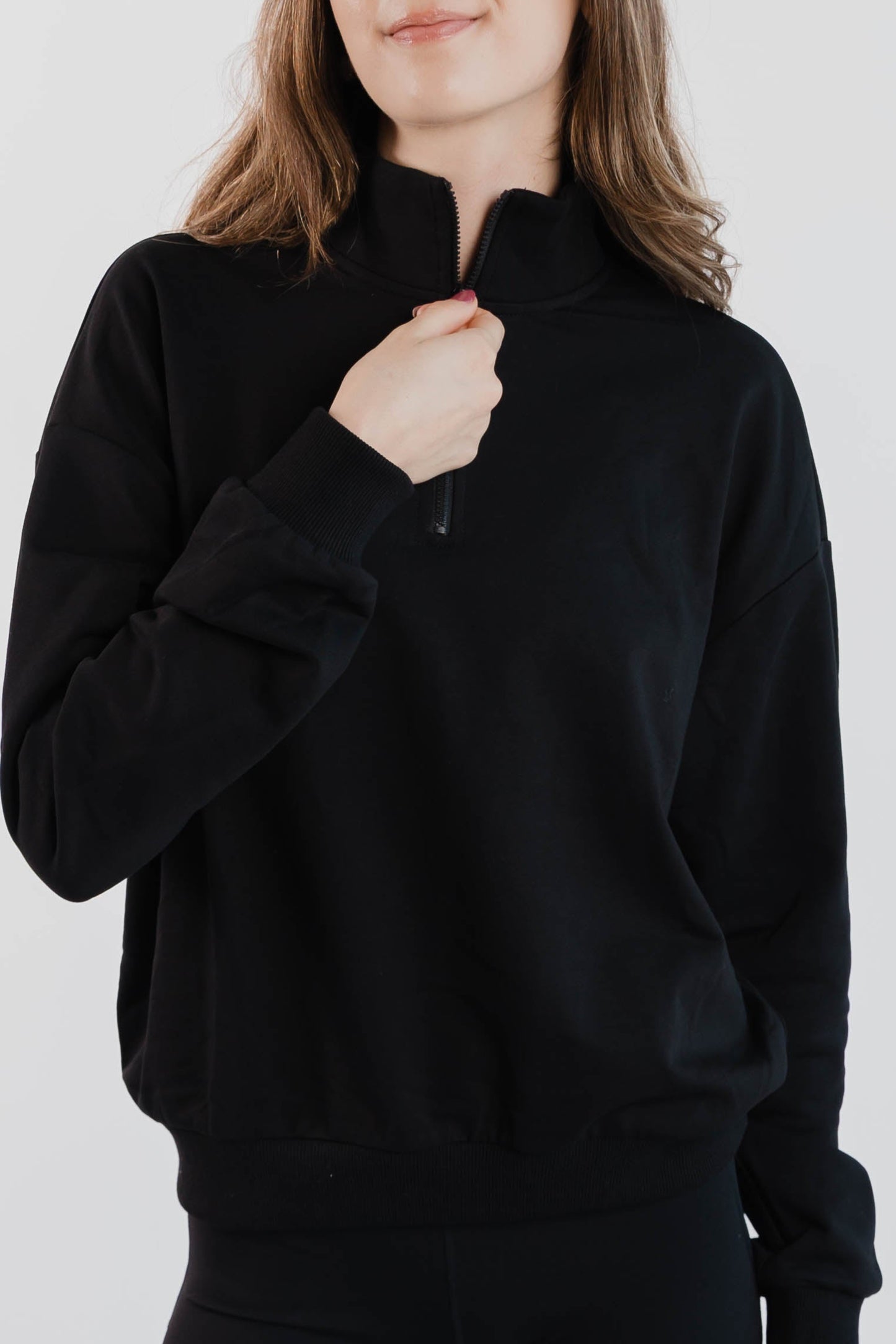 Off Duty Zip Pullover-Black