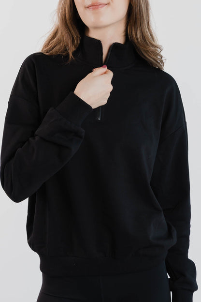 Off Duty Zip Pullover-Black