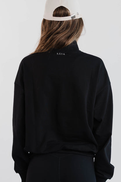 Off Duty Zip Pullover-Black