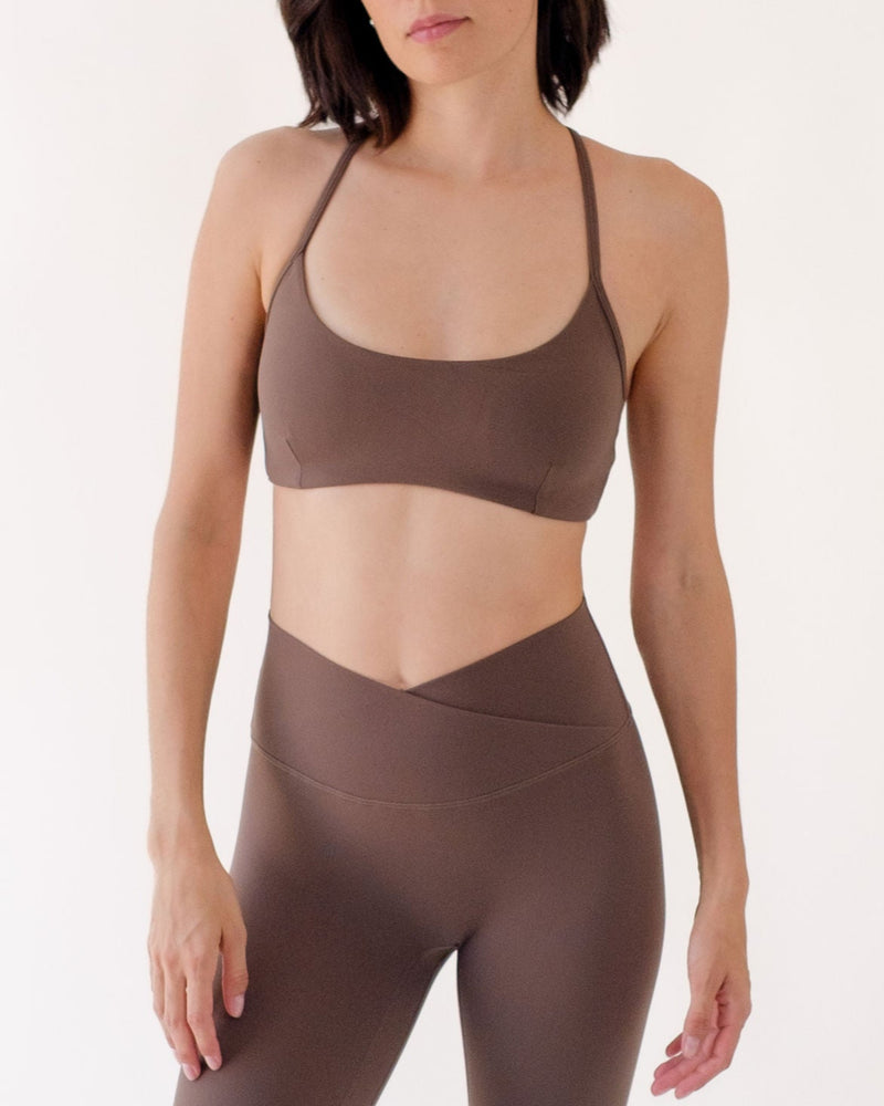 Round Neck Basic Sport Bra - Hot brown