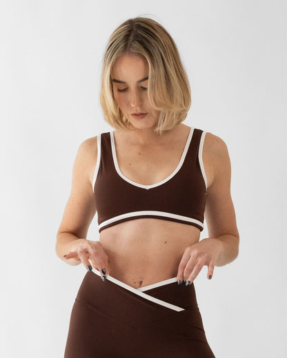 V Neck Two Tone Sport Bra