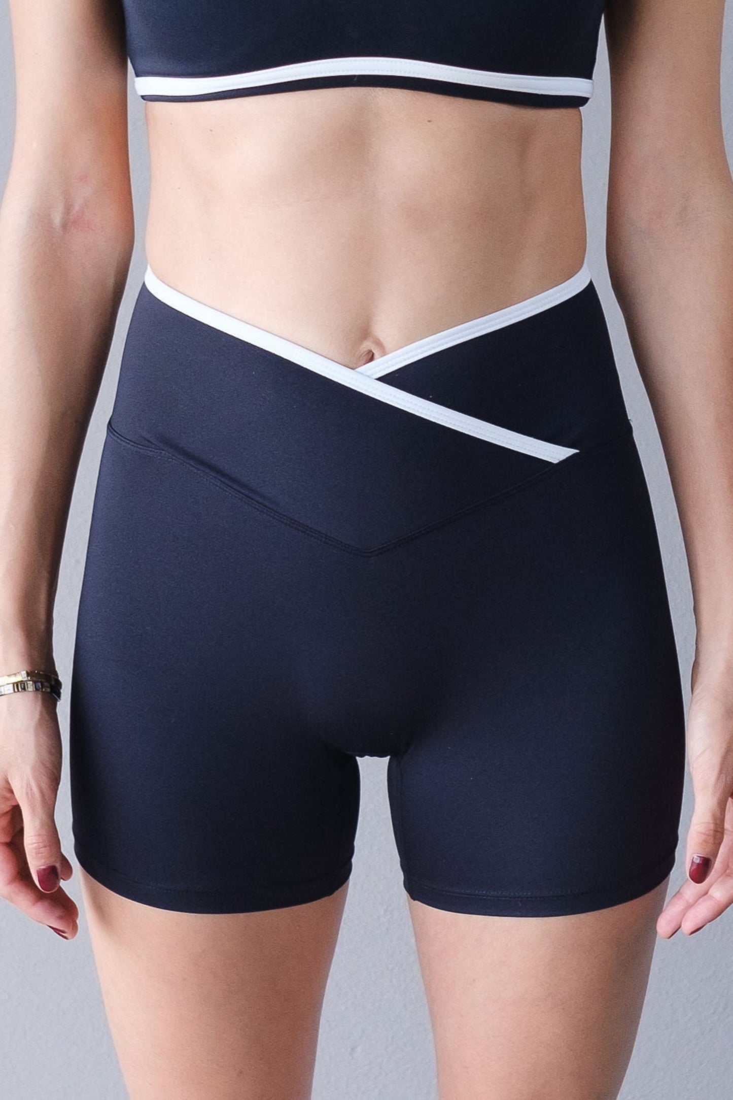 V Waist Two Tone Biker Short