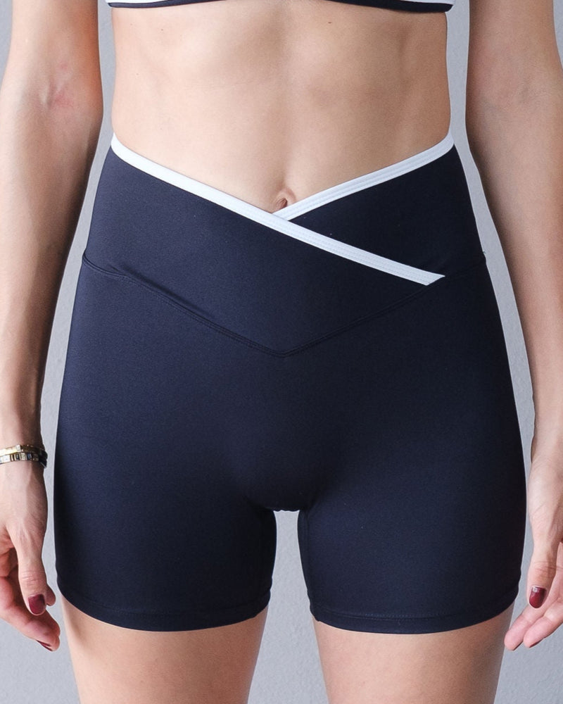 V Waist Two Tone Biker Short