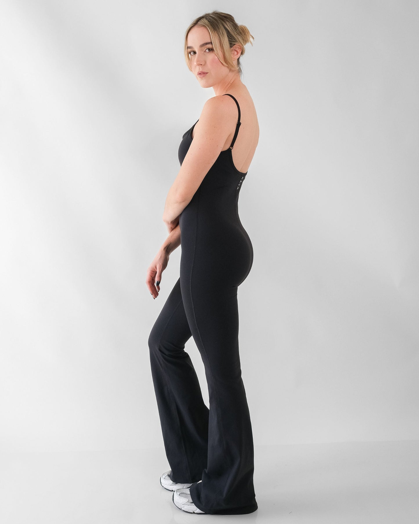 Basic Flared Pant Onesie - Black