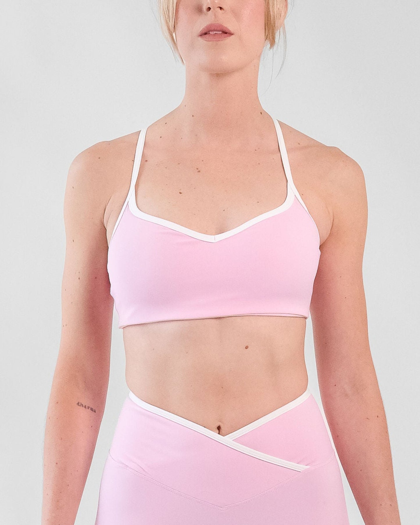 White Edge V Neck Sport Bra
