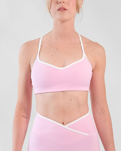 White Edge V Neck Sport Bra