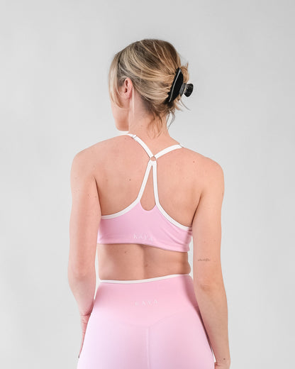 White Edge V Neck Sport Bra