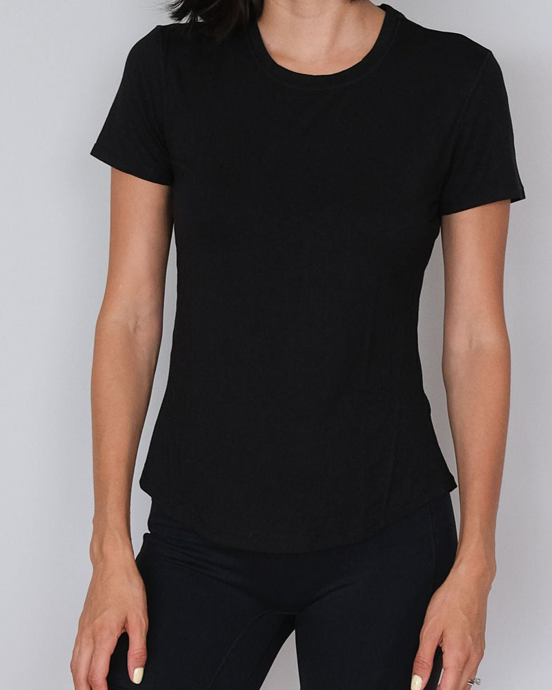 V Neck Cotton Spandex Shirt - Black