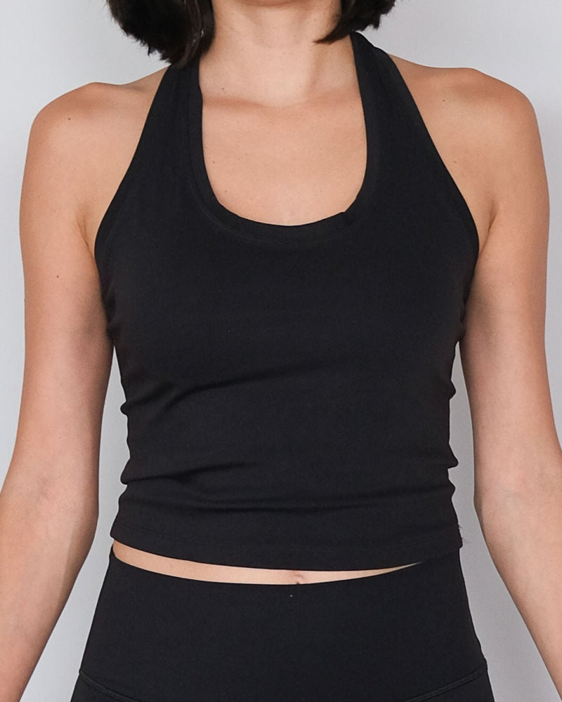 Cropped Racerback Tank - Black