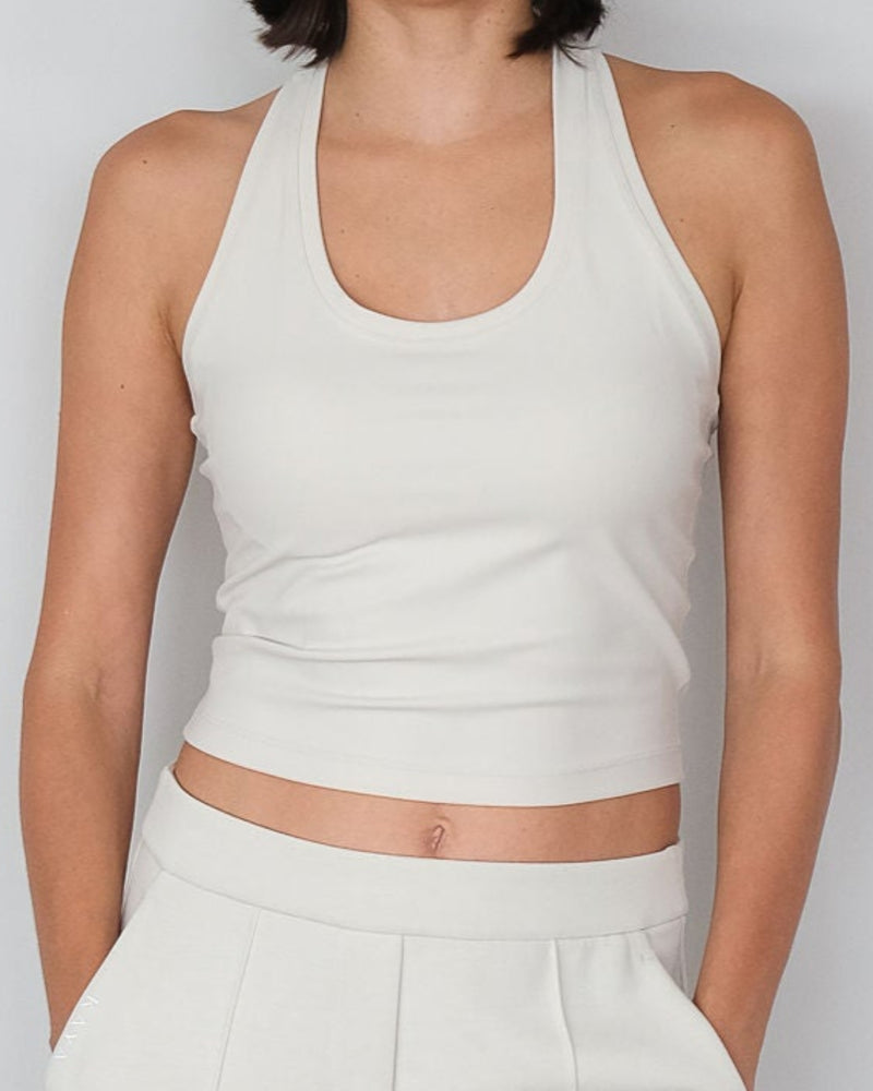 Cropped Racerback Tank - Bone white