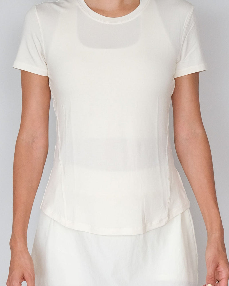 V Neck Cotton Spandex Shirt - Ivory