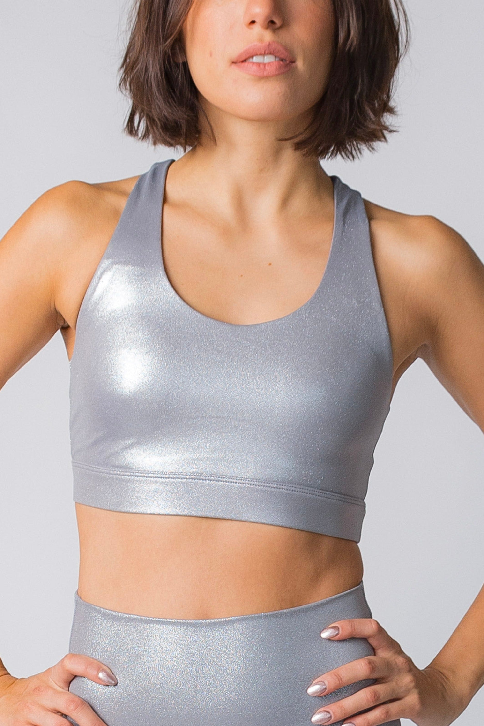 Metallic Sports Bra - Silver – Kaya.fitwear